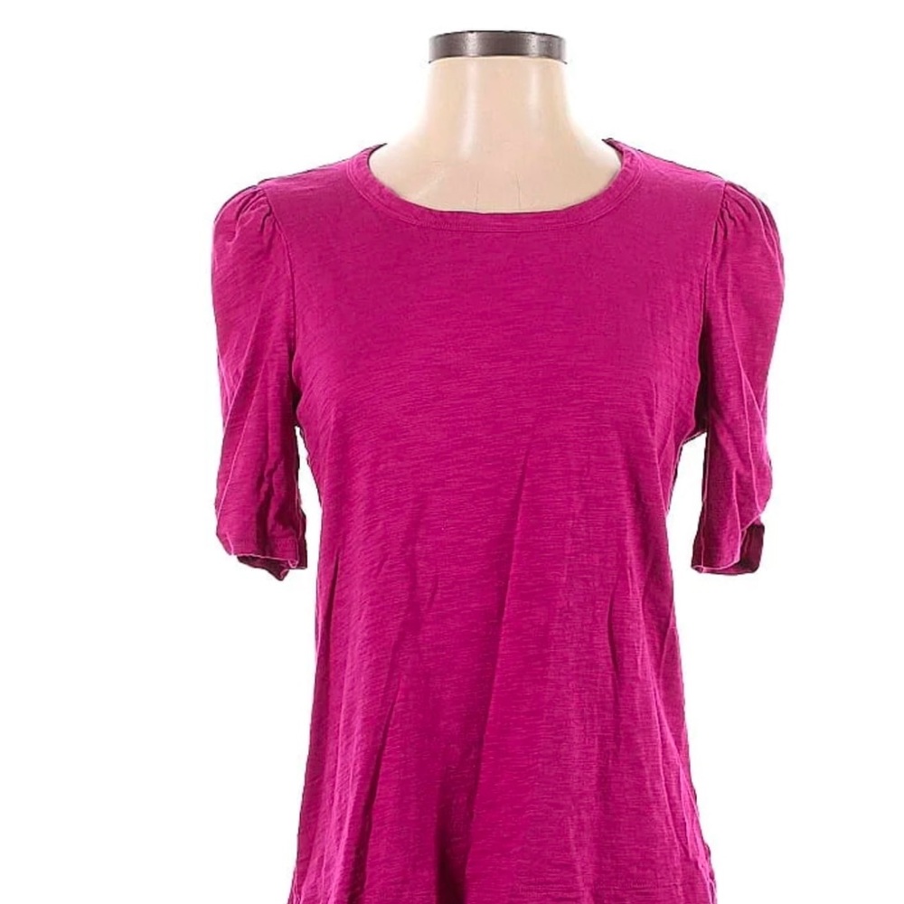 Chicos Gathered Sleeve Slub Tee